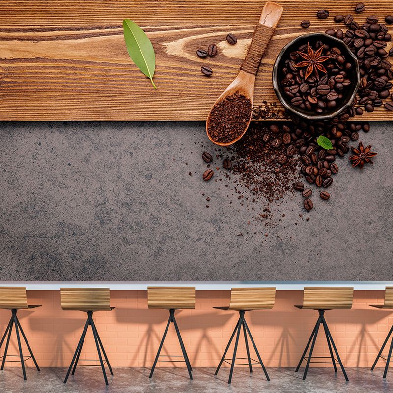 Customized Coffee Beans Mural Eco-friendly Wallpaper for Shop Interior Decoration