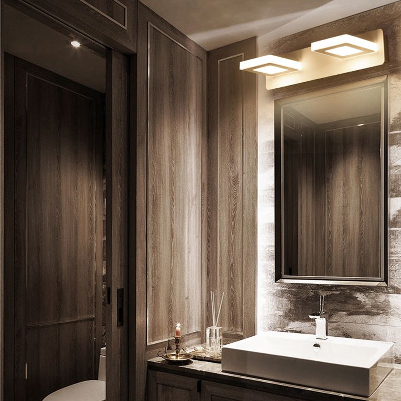 Minimalismo LED Baño Tocador de tocador Acrílico Forma cuadrada Lámpara de pared de tocador