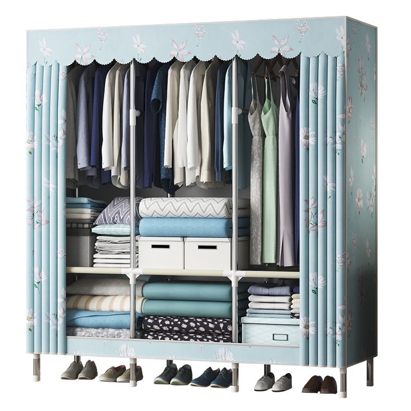 Modern Style Wardrobe Closet Metal Frame Wardrobe Armoire with Shelves