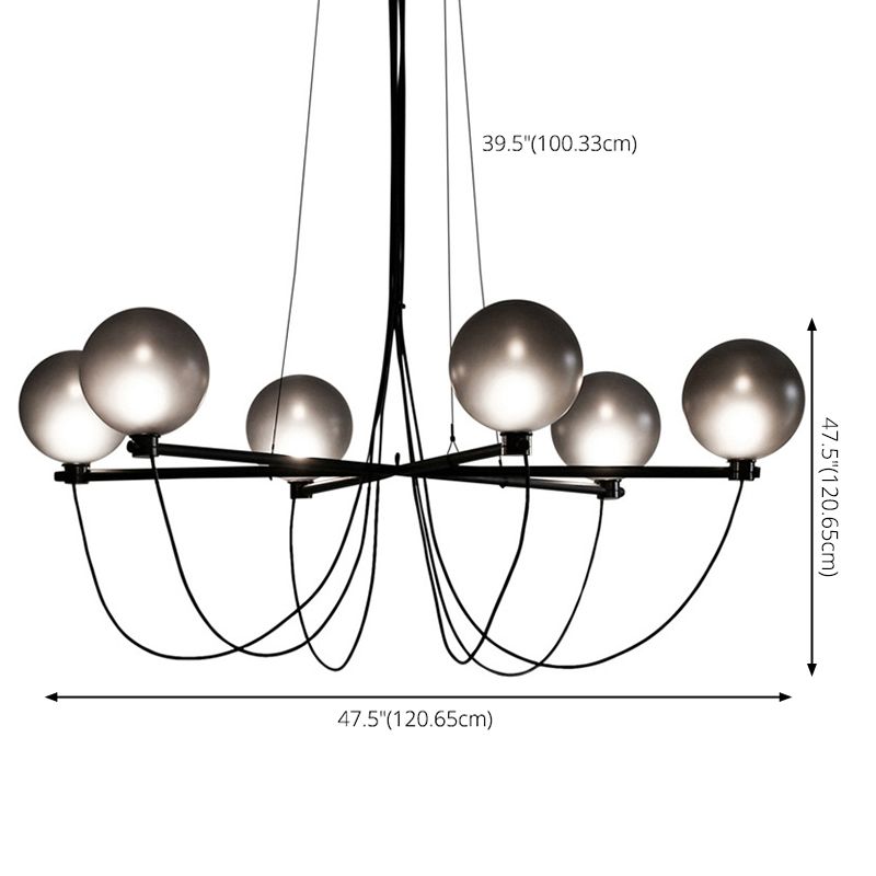 Fladiente di vetro grigio grigio a 6 luci Light Light Post-Modern Style Living Lighting Secondo