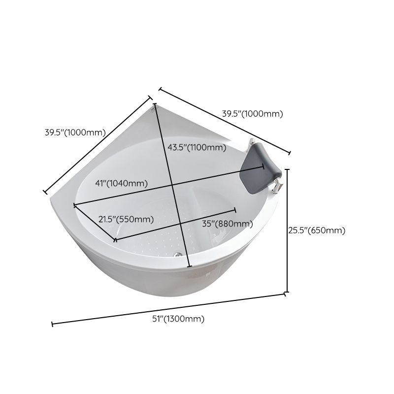 Corner Acrylic Bathtub Soaking White Modern Back to Wall Bath