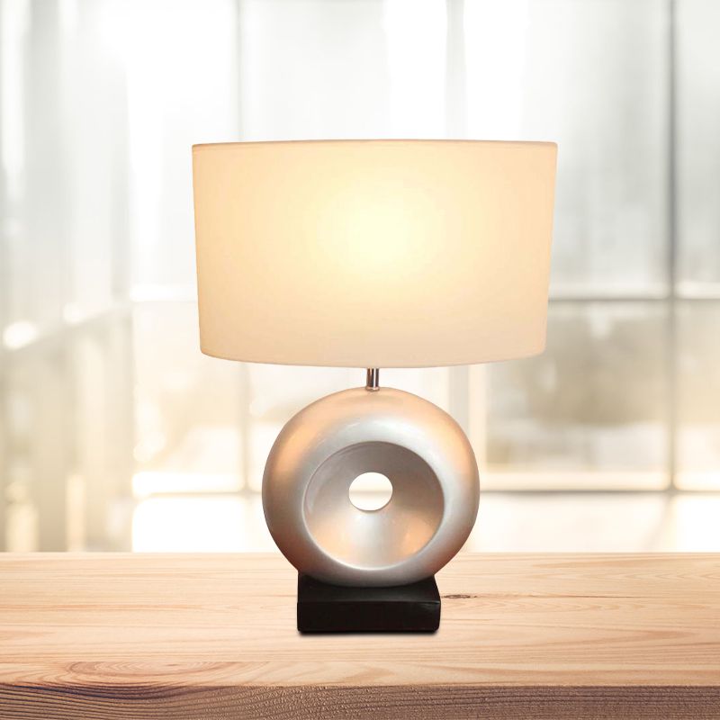 Resin zilver/zwarte tafel lichtcirkel 1 bol overgangs nachtkastje licht met rechthoek/trommelstoffabricages