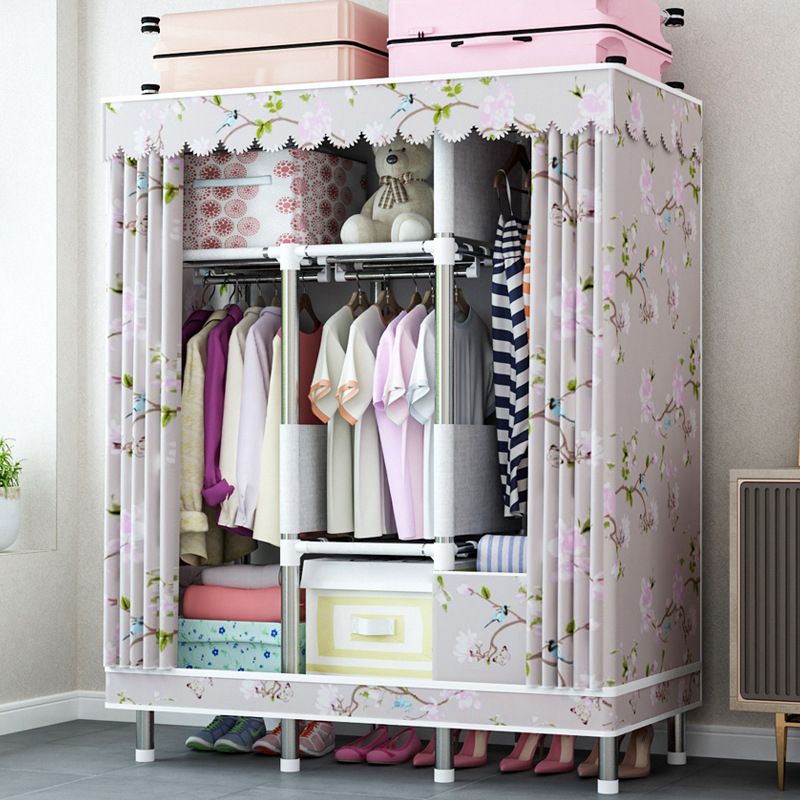 Contemporary Home Wardrobe Armoire Steel Frame Wardrobe with Shelves