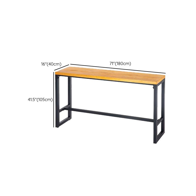 Industrial Style Rectangle Bar Table Solid Wood Bar Dining Table with Footrest
