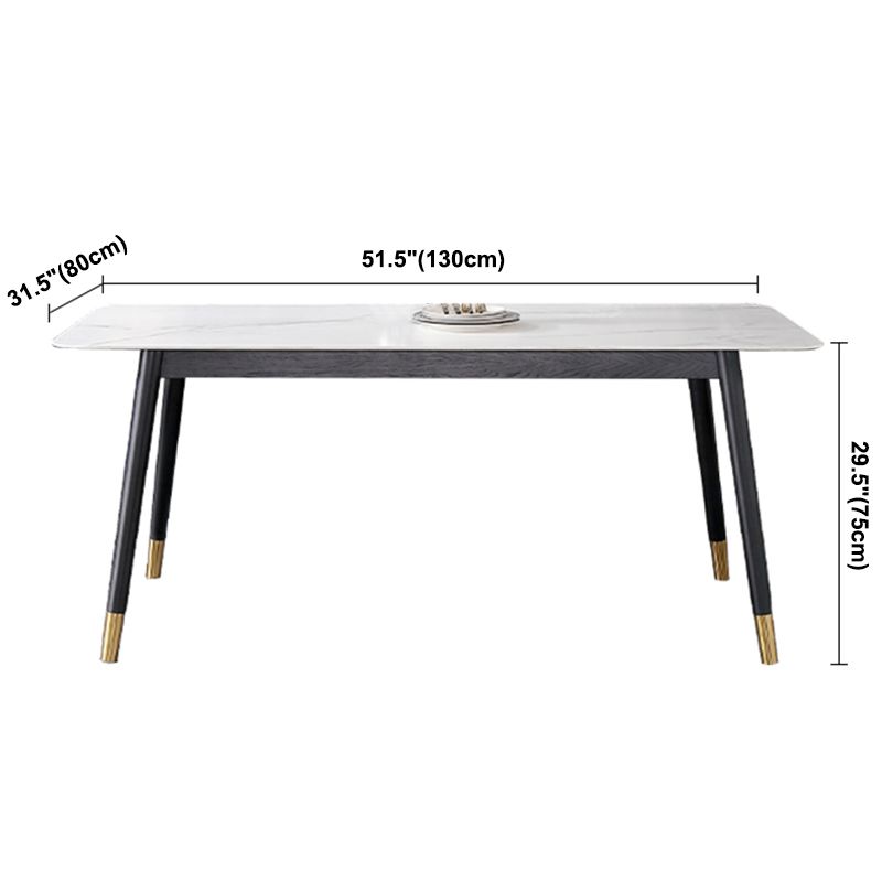 Estilo industrial Mesa de comedor de piedra sinterizada 4 Table de rectángulo base de piernas para el hogar
