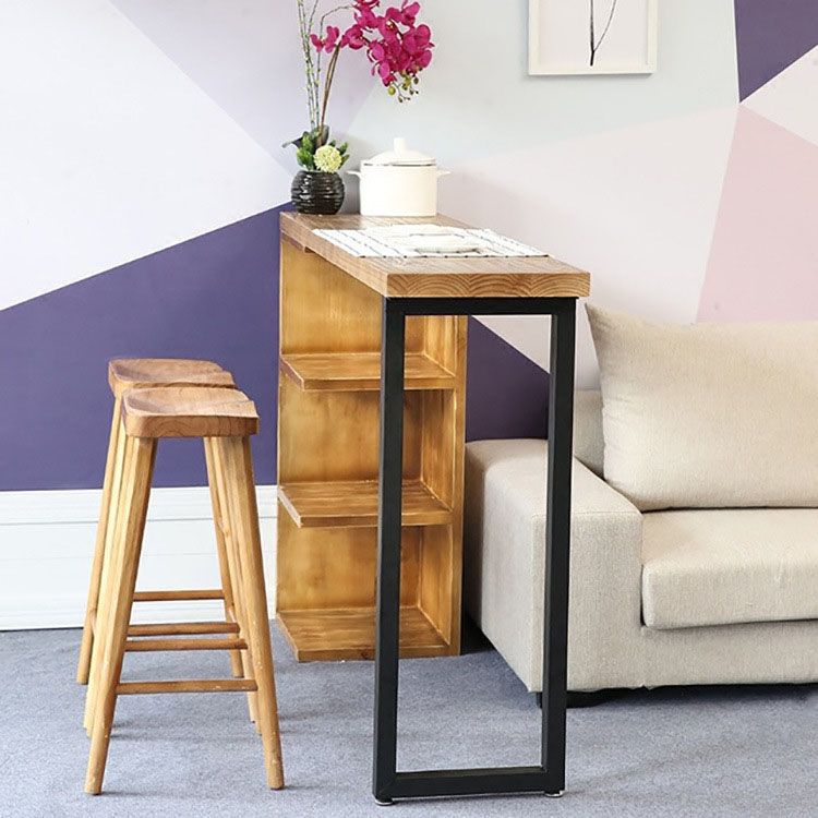 Industrial 1/2/3 Pieces Bar Table Set Rectangle Bar Table with High Wood Stools