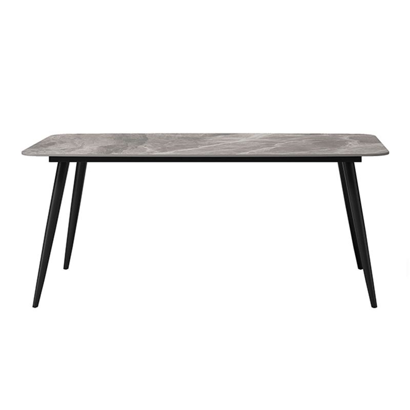 Industrial Grey Table for Restaurant Rectangle Dining Table with Metal 4 Legs