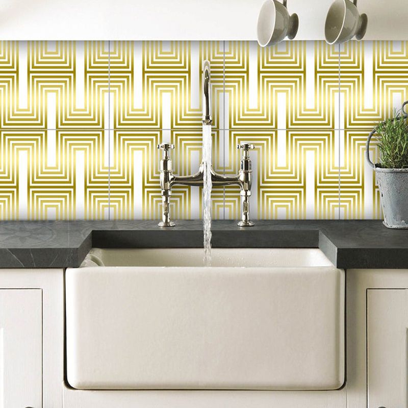 Yellow Matrix Wallpaper Panels Geometry Modern Peel and Stick Wall Art for Bathroom
