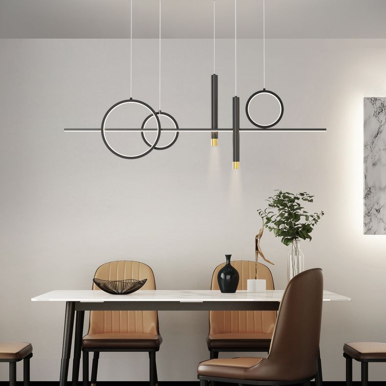 Luz de techo lineal Luz Modern Metal Island Pendants