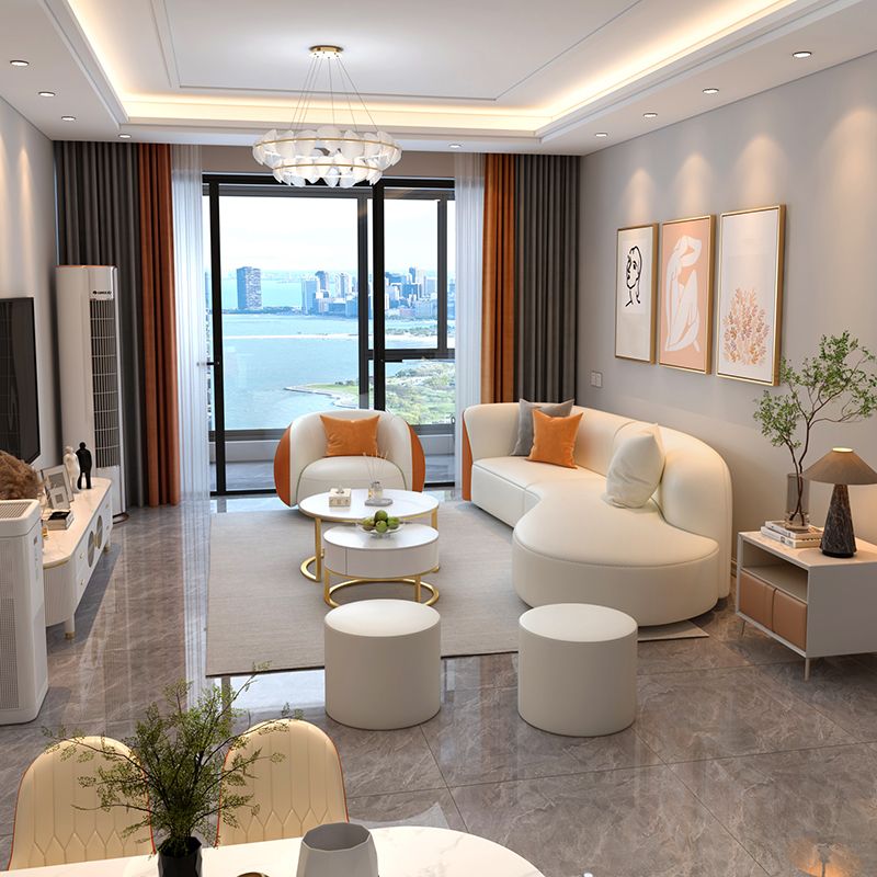 Solid Wood Settee Square Arm Metal Frame Sofa for Living Room