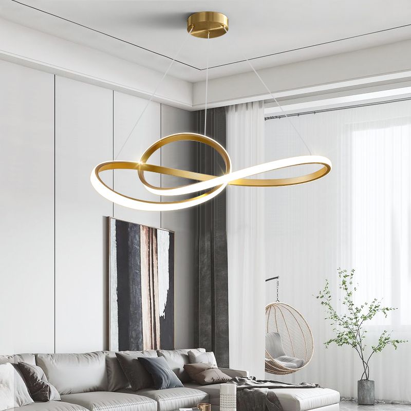 Gold Unique Shape Chandelier Modern 1 Light LED Hanging Light for Bedroom