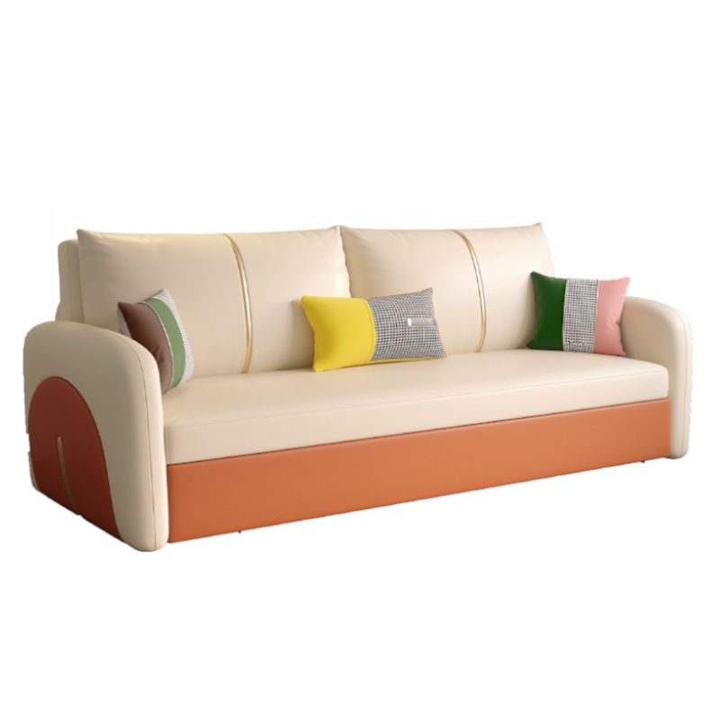 Modern Square Arm Faux Leather Stain Resistant Bed Sofa Couch