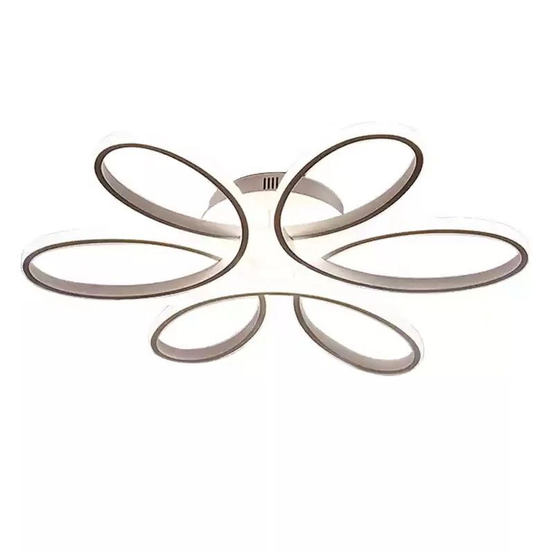 Flower-Shaped Semi Flush Ceiling Lights Contemporary Aluminum Ceiling Mount Chandelier for Living Room