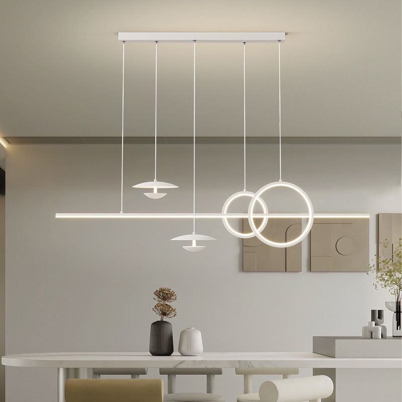 White 5-Light Modernism Ceiling Light LED Kitchen Island Lighting for Foyer