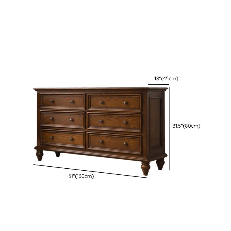 Solid Wood Storage Chest Dresser Brown Storage Chest with Drawers