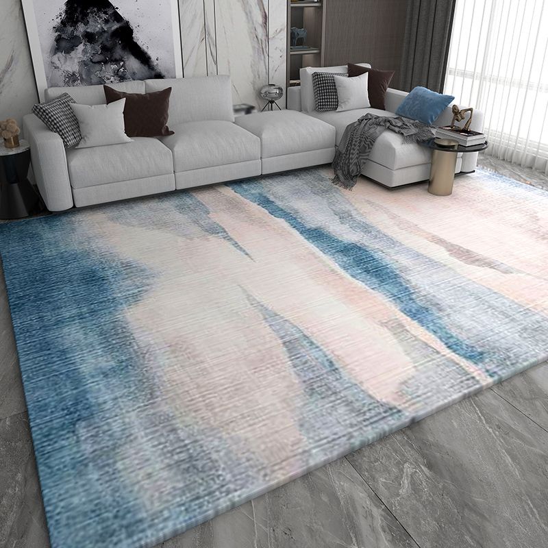 Light Pink Casual Carpet Polyester Line Carpet Washable Carpet for Living Room