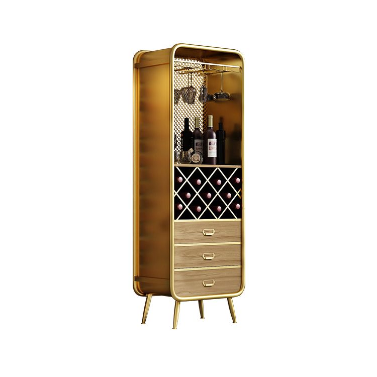 Industrial Floor Wine Bottle & Glass Rack Metal Wine Rack with Shelf