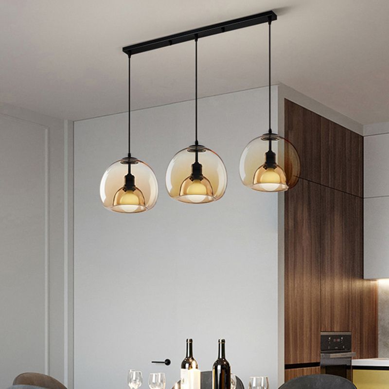 Modern Simplicity Round Cluster Pendant Light Glass Hanging Light for Living Room