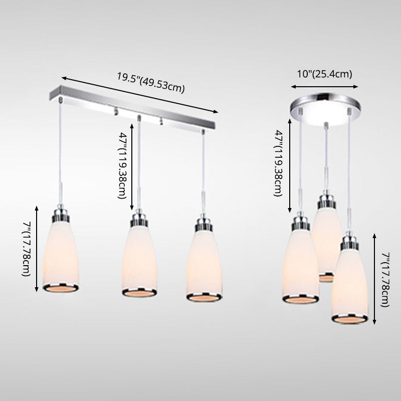 Modern Conical Pendant Ceiling Light Glass Dinning Room Ceiling Pendant Lamp in Silver