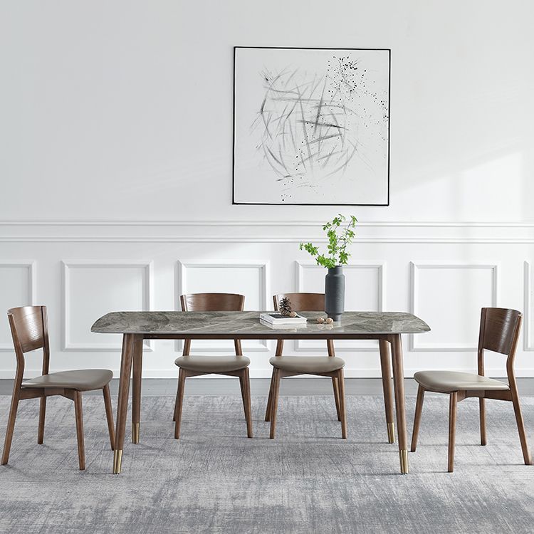 Chaises d'appoint de salle à manger de style scandinave Chaises sans accoudoirs à dossier ouvert en bois (Ensemble de 2)