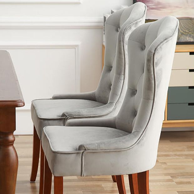 Nordic Style Solid Wood Dining Room Chair Upholstered Armless Chair for Home Use