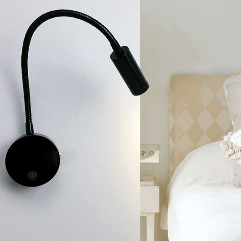 1 Light Round Wall Sconce Modern Style Metal Wall Mounted Reading Lights