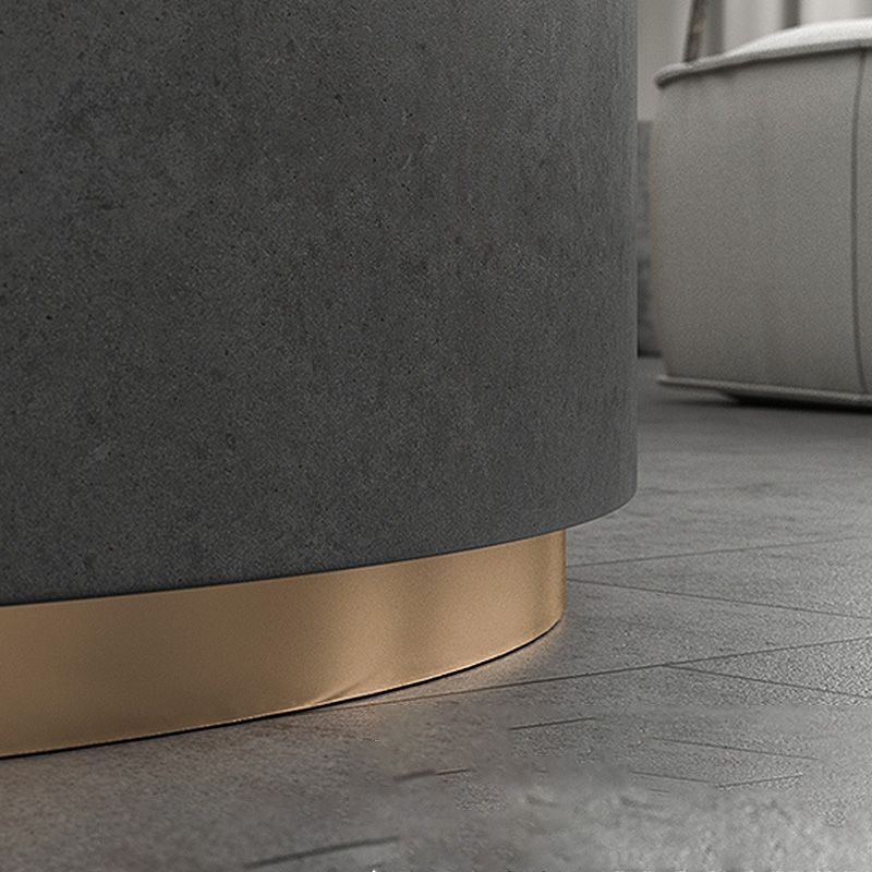 Drum Base Design Black/grey Faux Concrete Top Metal Base Round Coffee Table