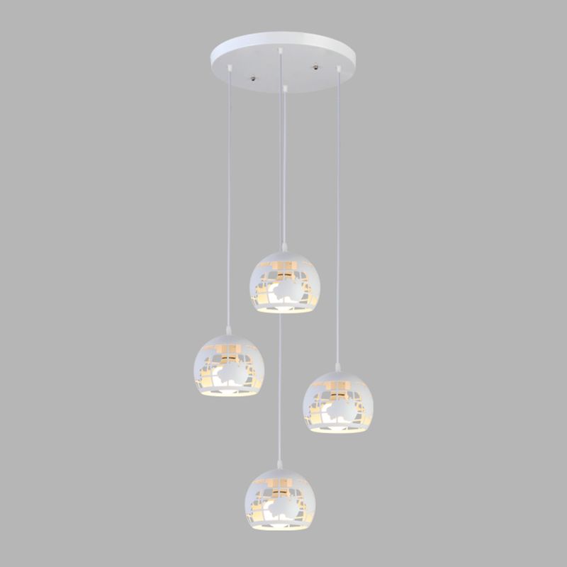 Geometric Cage Staircase Multi Ceiling Lighting Metallic Suspension Light Fixture