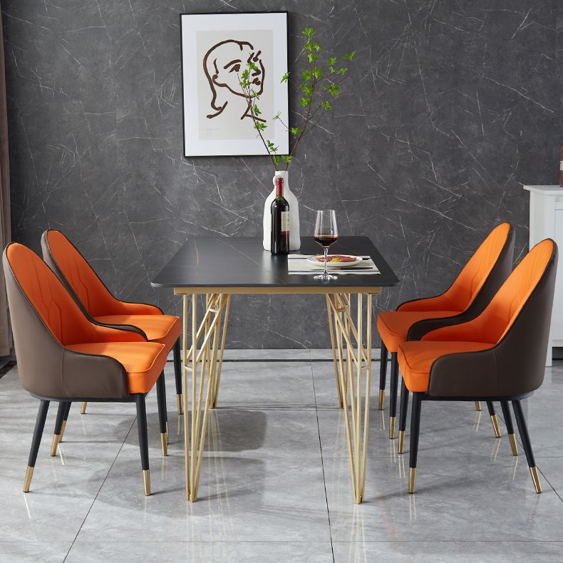 Gold Tripod Base Dining Table Stone and Metal Traditional Luxury Dining Table