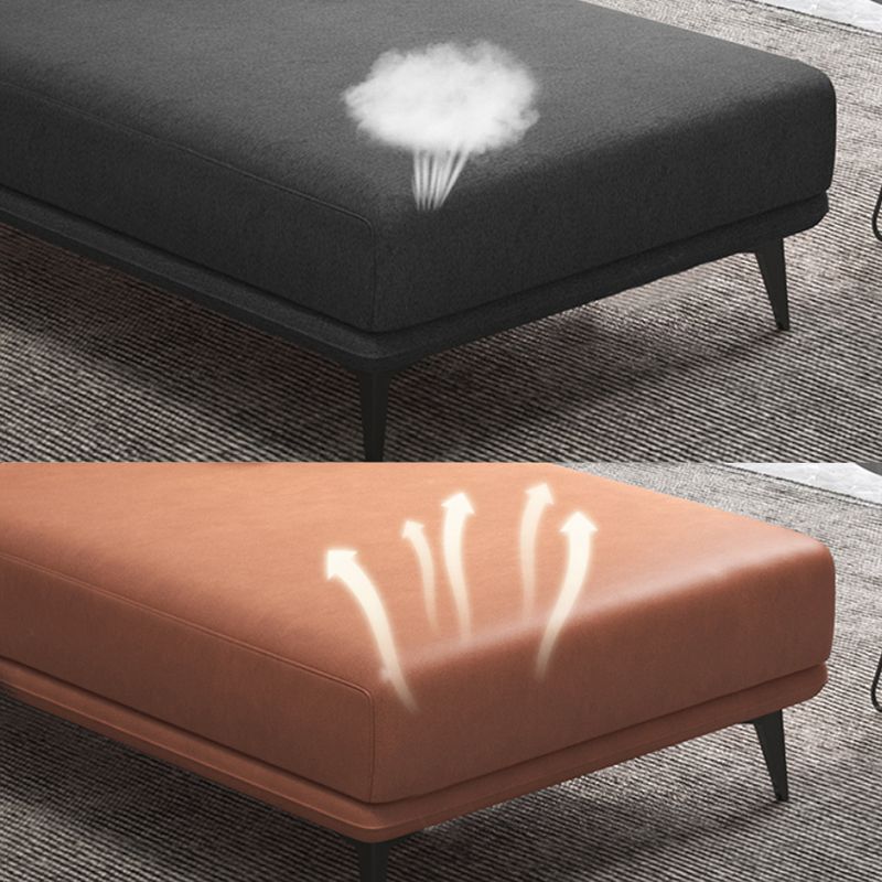 Modern Faux Leather Chaise, One Armed Recessed Arms Lounge Chair with Pillows