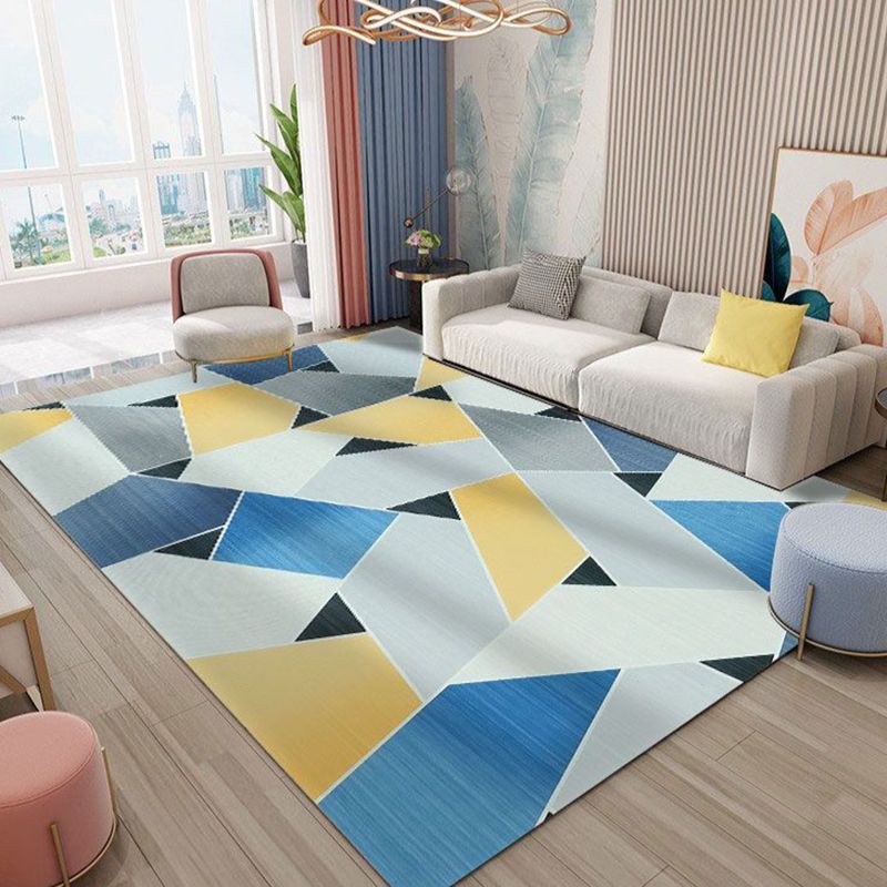 Gray Simple Indoor Carpet Polyester Geometric Rug Anti-Split Backing Area Rug for Home Decoration