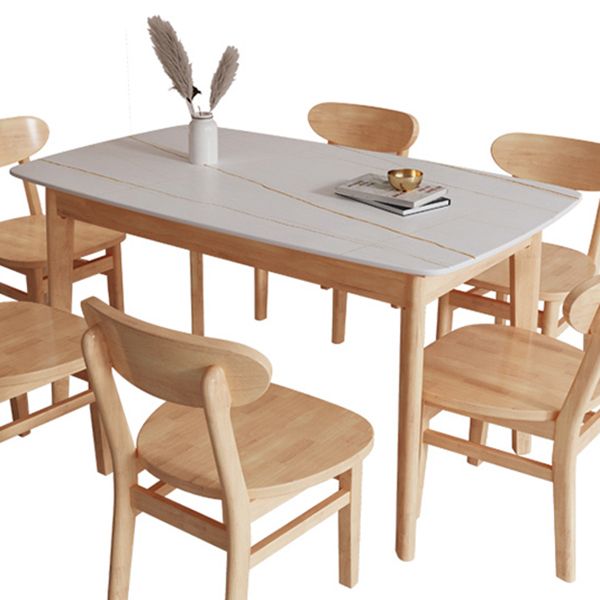 Minimalist Rectangle Shape Kitchen Dining Table Sintered Stone Top Dining Table with 4 Legs Base