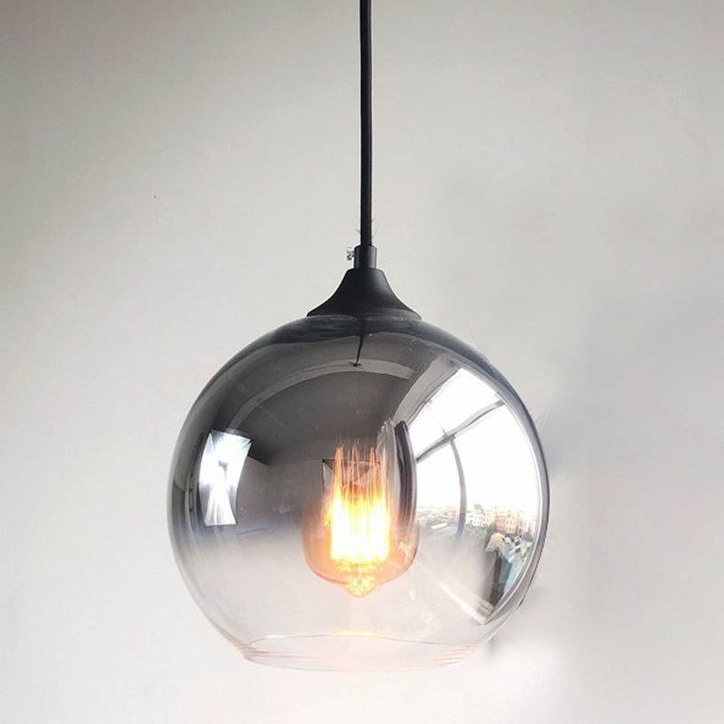 Modern Artistic Single Hanging Lamp Electroplate Iron Pendant Light with Globe Glass Shade