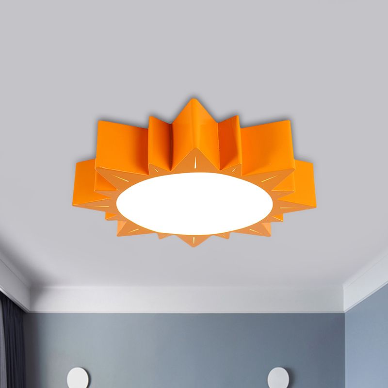 LED Kindergarten Flush Mount Children Red/Yellow/Blue Ceiling Light Fixture with Sun Acrylic Shade