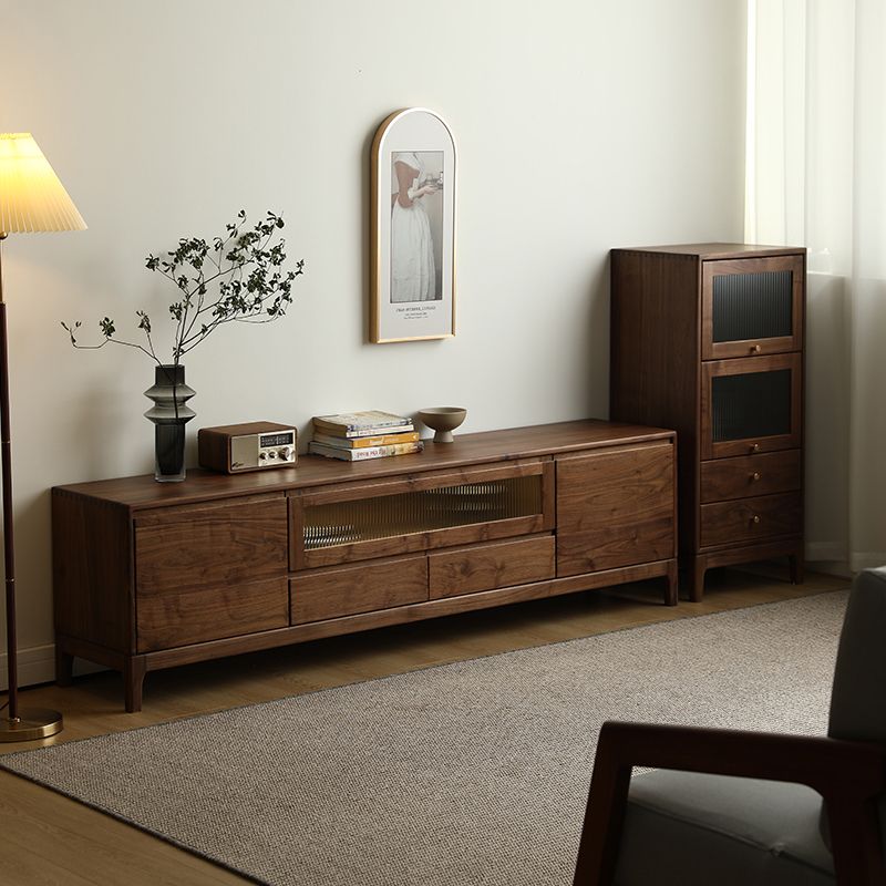 Mid-Century Modern Walnut Storage Cabinet Solid Wood Brown Storage Cabinet