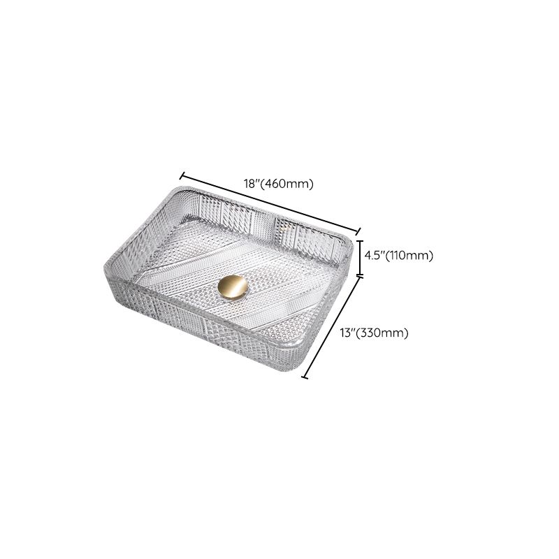 Modern Clear Wash Stand Glass Trough Bathroom Sink for Bathroom
