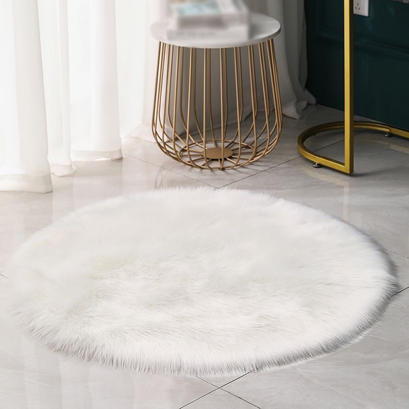 Round Casual Solid Shag Carpet Polyester Indoor Rug Non-Slip Backing Area Carpet for Home Decoration
