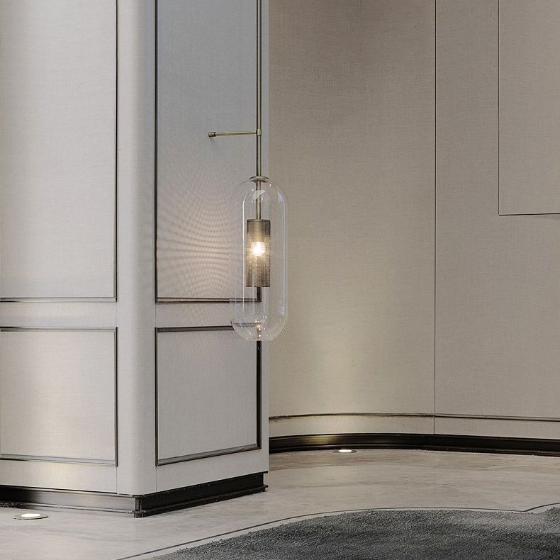 Simplicity-Style Cylindrical Wall Light Sconce Glass Bedroom Wall Lighting Fixture