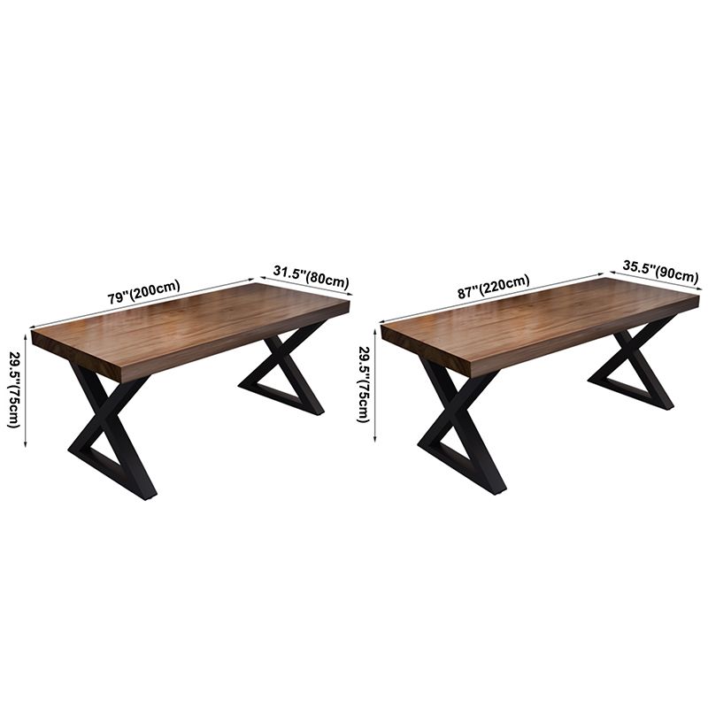Mesa industrial de madera maciza para comedor, mesa de cocina, mesa con base de trineo rectangular para comedor