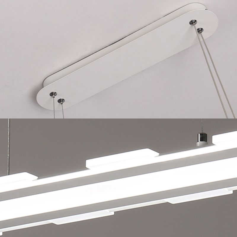 Ciondolo a LED largo 16 "/23,5"/31,5 "minimalista con lampada a soffitto lineare bianca con tonalità acrilica sull'isola in luce calda/bianca/interna e bianca esterna