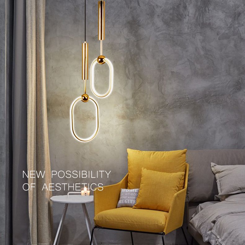 Métal Gold Metal Postmodern Pendant Light 1-Light Plafond plafond Light pour chambre à coucher