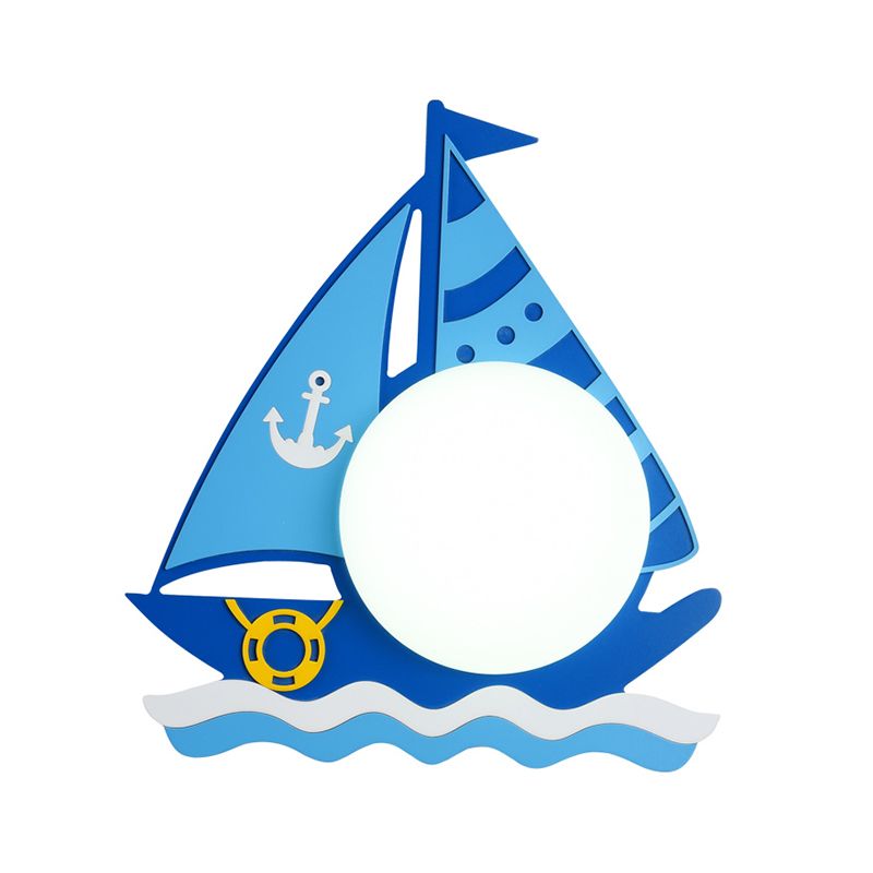 Iluminación de pared de pared de barco azul.