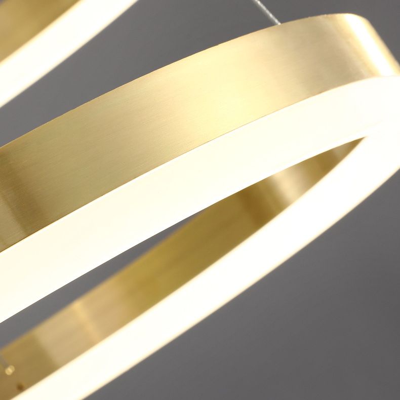 Ring Shaped Bedroom Chandelier Acrylic Minimalist LED Hanging Pendant Light in Gold