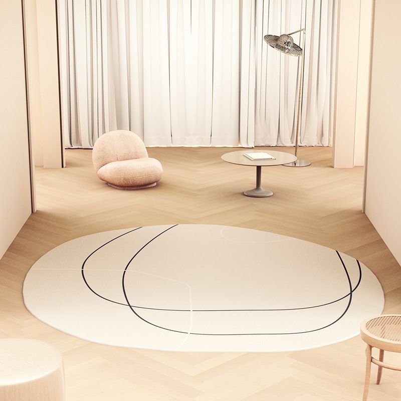 Beige Casual Rug Polyester Line Indoor Rug Washable Area Rug for Home Decoration