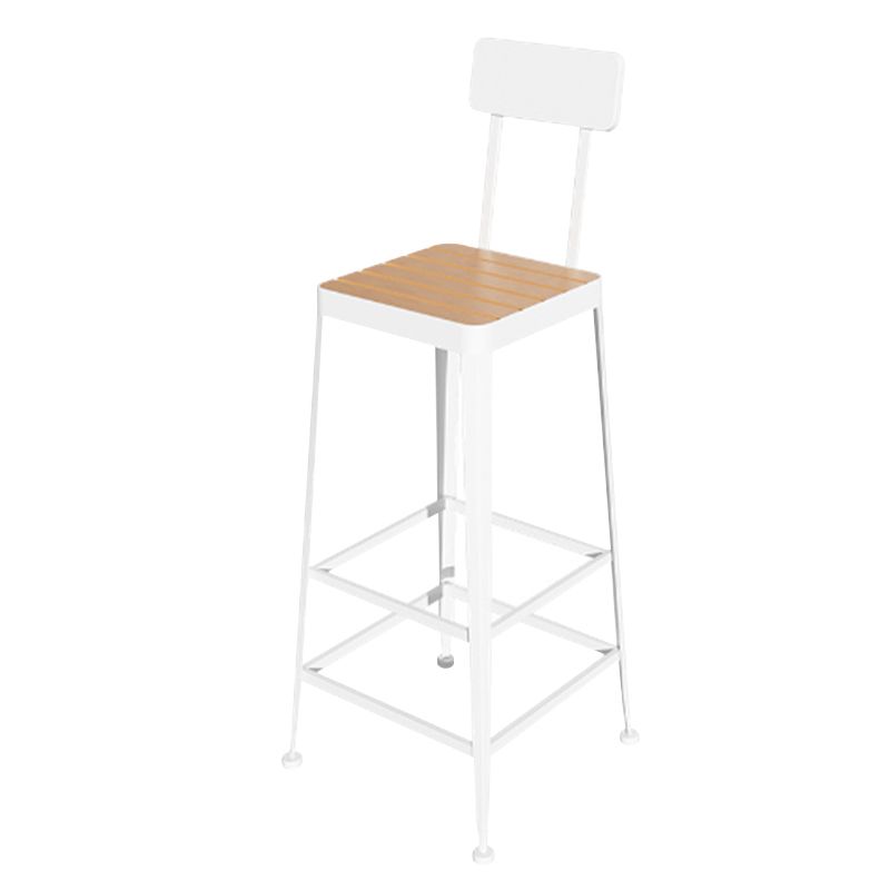 Contemporary Style Counter Stool Square Wood Bar Stool with Footrest