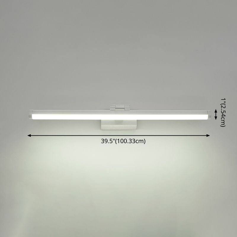 1-Light Linear Wall Sconce Modern Simple Style  Mirror Wall Lighting in White