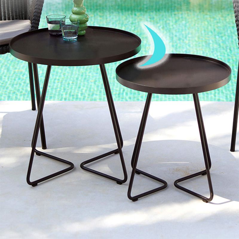 Mid-Century Metal Sled End Table Round Side Table for Living Room