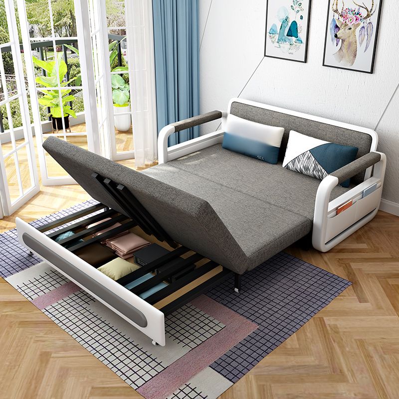 33.46" H Cotton Blend Sleeper Sofa Square Arm Upholstered Sofa Bed