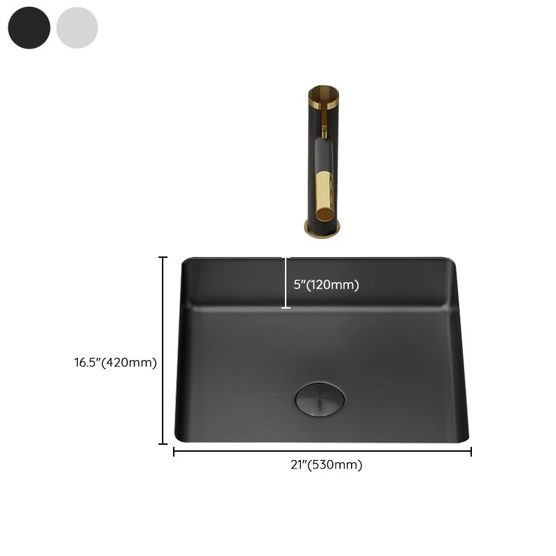 Modern Bathroom Sink Metal Rectangular Undermount Bathroom Sink with Pop-Up Drain
