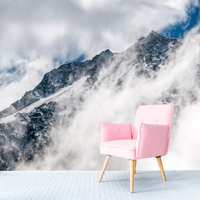 Customized Moisture Resistant Mural Wallpaper Decal Mountain Wall Decor in Soft Color